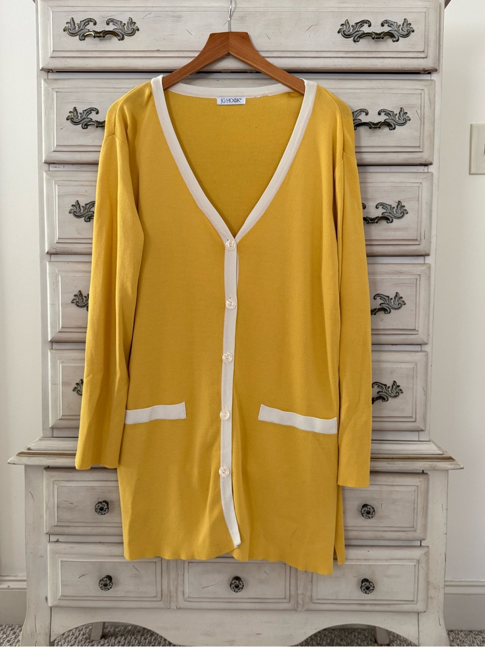 JG Hook Yellow Knit Button Front Cardigan